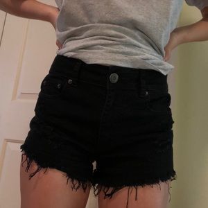 American Eagle black denim shorts